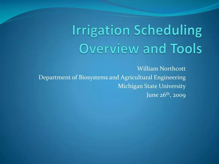 irrigation scheduling overview and tools