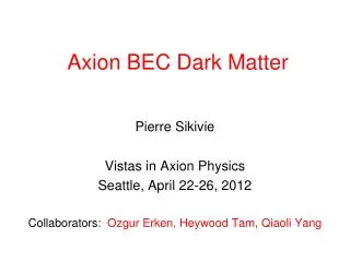 Axion BEC Dark Matter