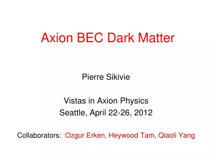 axion bec dark matter