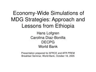 Economy-Wide Simulations of MDG Strategies: Approach and Lessons from Ethiopia