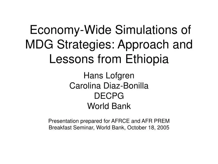economy wide simulations of mdg strategies approach and lessons from ethiopia