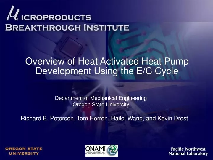 overview of heat activated heat pump development using the e c cycle