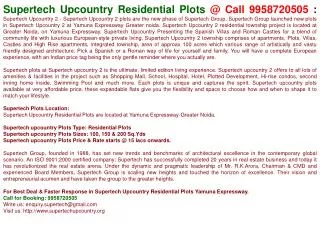 Supertech upcountry plots Noida-9958720505-Supertech upcount