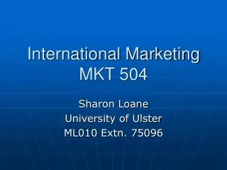 International Marketing MKT 504