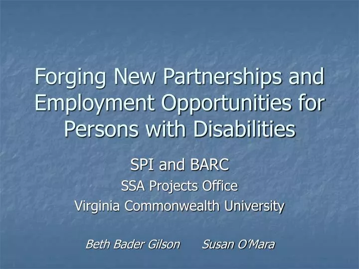 forging new partnerships and employment opportunities for persons with disabilities