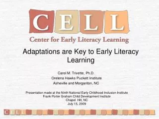 Adaptations are Key to Early Literacy Learning