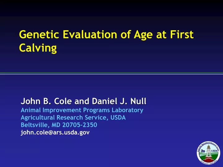 genetic evaluation of a ge at first calving