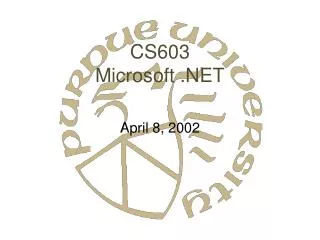 CS603 Microsoft .NET
