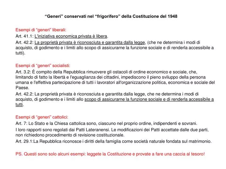 generi conservati nel frigorifero della costituzione del 1948