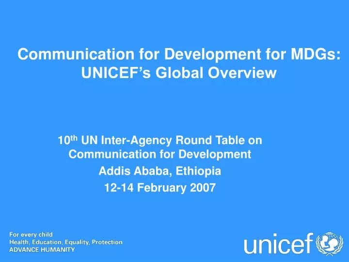 communication for development for mdgs unicef s global overview