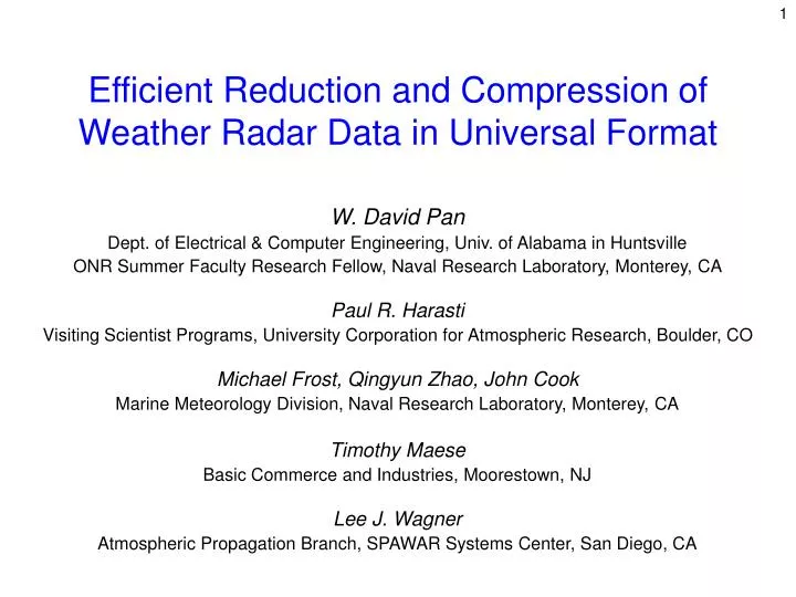efficient reduction and compression of weather radar data in universal format