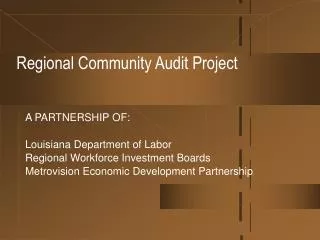 Regional Community Audit Project