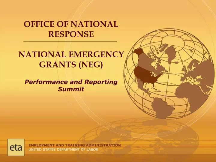 office of national response national emergency grants neg performance and reporting summit