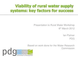 Viability of rural water supply systems: key factors for success