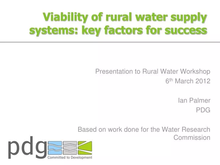 viability of rural water supply systems key factors for success