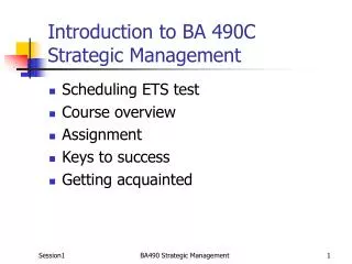 Introduction to BA 490C Strategic Management