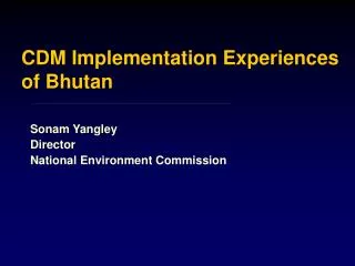 CDM Implementation Experiences of Bhutan