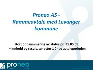 Proneo AS - Rammeavtale med Levanger kommune