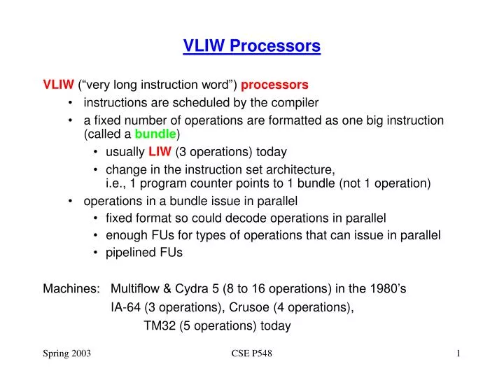 vliw processors