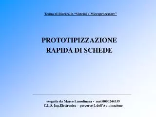tesina di ricerca in sistemi a microprocessore
