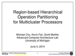 Region-based Hierarchical Operation Partitioning for Multicluster Processors