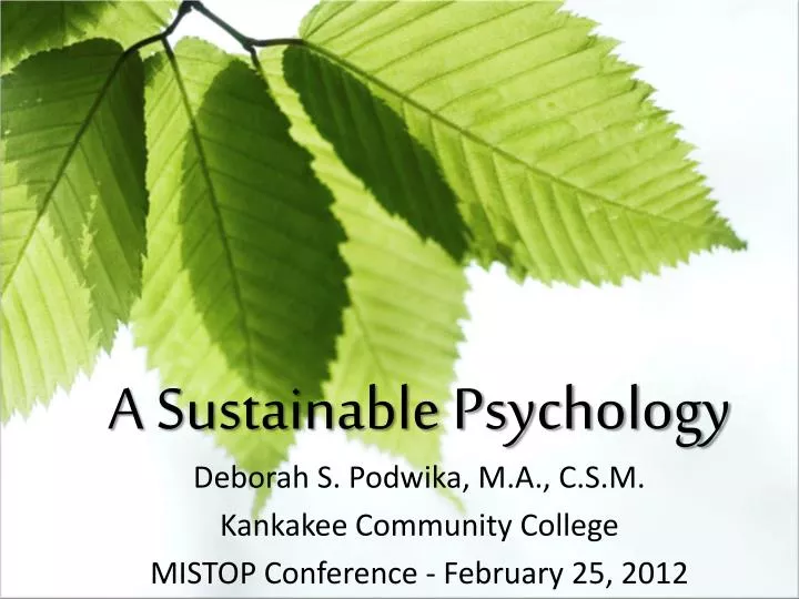 a sustainable psychology