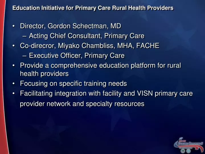 education initiative for primary care rural health providers