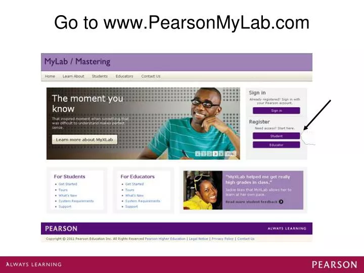 go to www pearsonmylab com