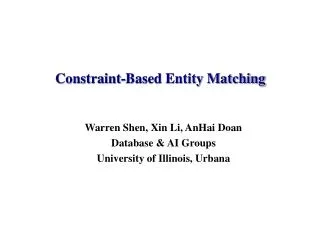 Constraint-Based Entity Matching