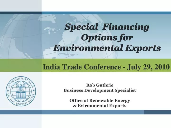 special financing options for environmental exports