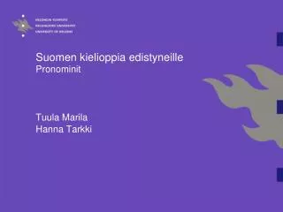 Suomen kielioppia edistyneille Pronominit
