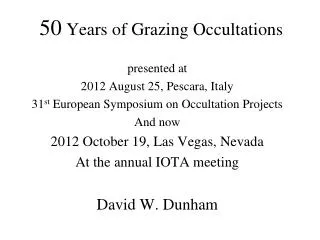 50 Years of Grazing Occultations