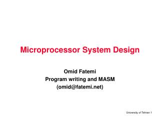 Microprocessor System Design