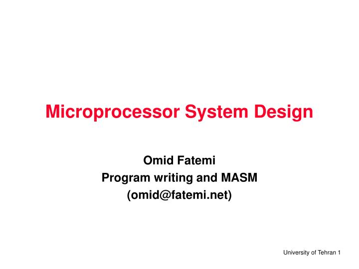 microprocessor system design