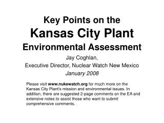 Key Points on the Kansas City Plant Environmental Assessment