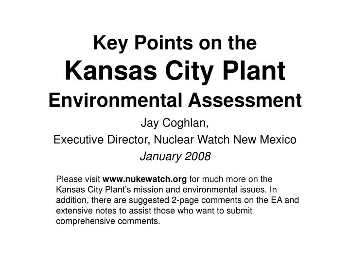 key points on the kansas city plant environmental assessment