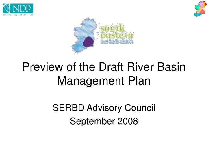 preview of the draft river basin management plan