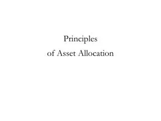 Principles of Asset Allocation