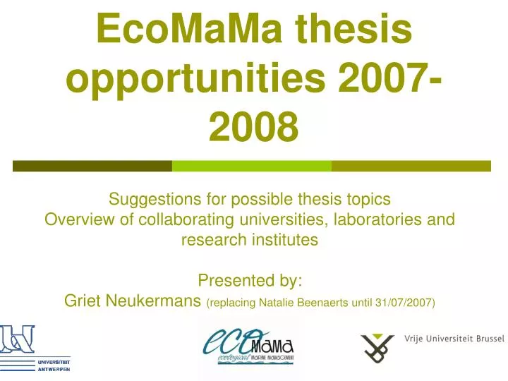 ecomama thesis opportunities 2007 2008