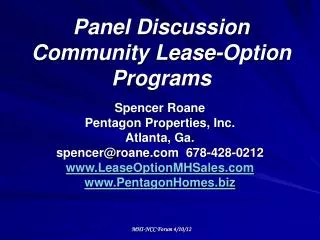 Panel Discussion Community Lease-Option Programs