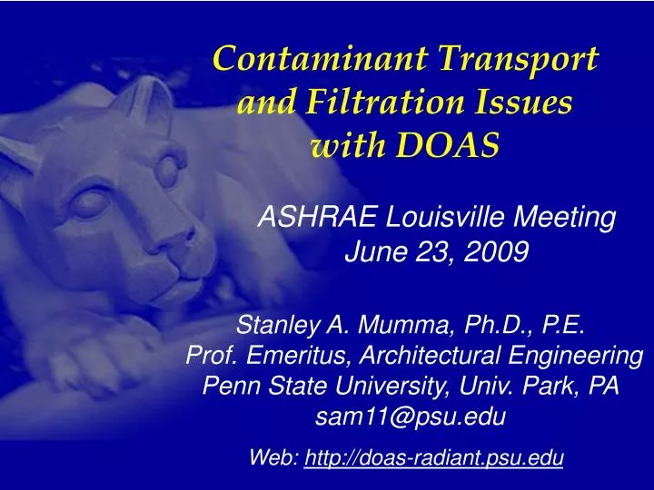 contaminant transport and filtration issues with doas