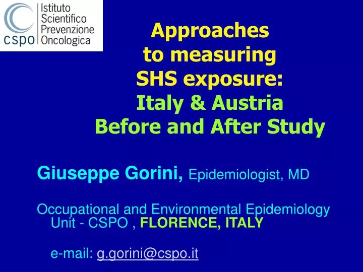 approaches to measuring shs exposure italy austria before and after study