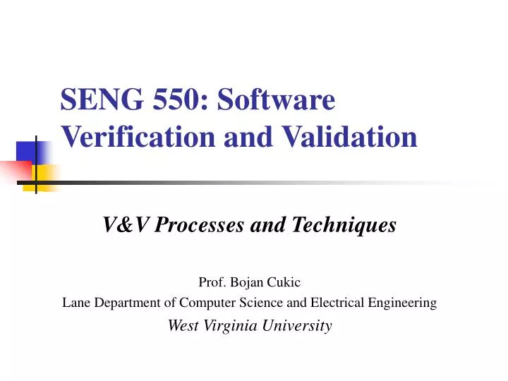 seng 550 software verification and validation