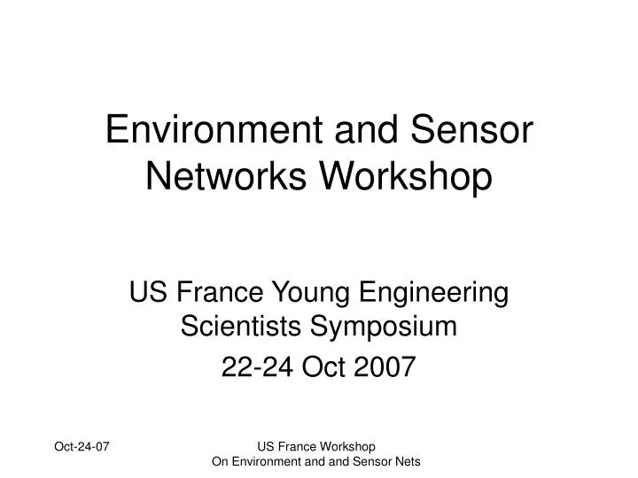 environment and sensor networks workshop
