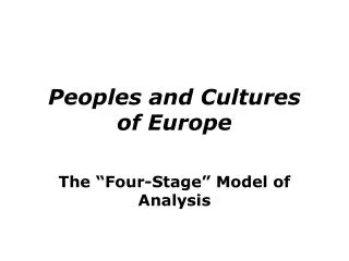 Peoples and Cultures of Europe