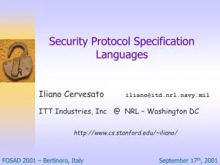 Security Protocol Specification Languages