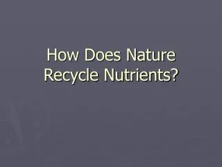How Does Nature Recycle Nutrients?