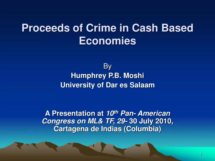 proceeds of crime in cash based economies