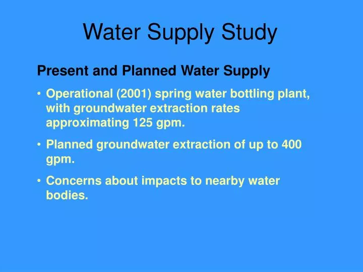water supply study