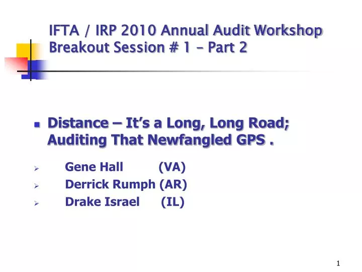 ifta irp 2010 annual audit workshop breakout session 1 part 2